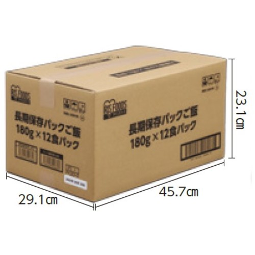 ■ＩＲＩＳ　【※軽税】３１０６２１　長期保存パックごはん　４袋入り（１袋＝１８０ｇ×１２食パック） 310621