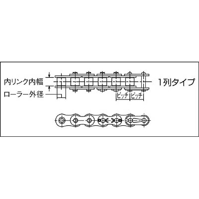 □ＴＳＵＢＡＣＯ ＲＳローラーチェーン RS40-1-RP-U(RS40-1-RP-U