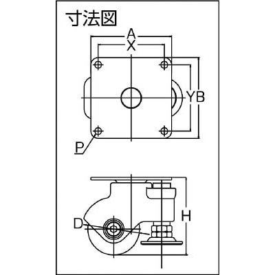 ■ユーエイ　アジャスター付キャスター　自在車　６５径　黒ナイロン車輪　SPLG-65BN-AJ SPLG-65BN-AJ