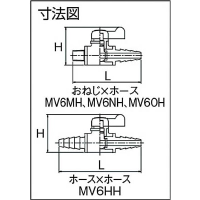 ■エスロン　ミニボール　ホース×オネジＲ３／８　MV6NH MV6NH