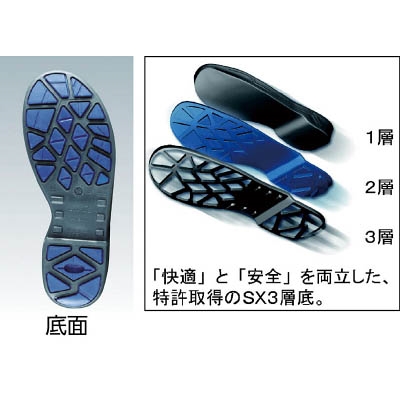 ■シモン　安全靴　短靴　ＳＬ１１－ＢＬ黒／ブルー　２５．５ｃｍ　SL11BL-25.5 SL11BL-25.5