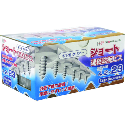 ダイドーハント　ショート連結波板ビス　１２連Ｘ８本（９６本入）　４．２Ｘ２３ｍｍ　クリア 00045952