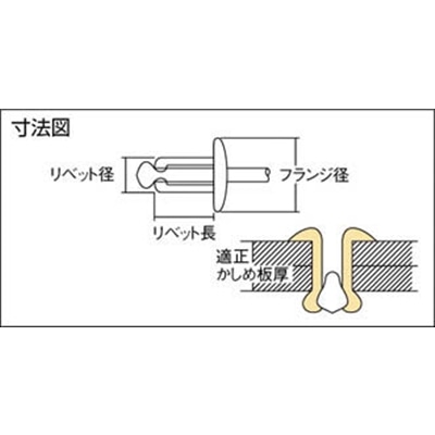 ■エビ　ブラインドリベット（１０００本入）　アルミ／スティール　６－３　NSA6-3 NSA6-3