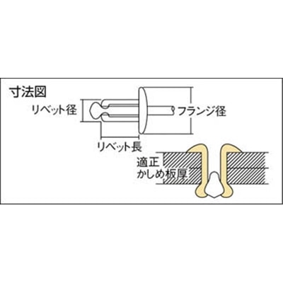 ■エビ　ブラインドリベットシールドタイプ（１０００本）アルミ／スティール６－４　NSA64C NSA64C