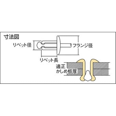 ■エビ　ラージフランジブラインドリベット（１５０本入）　アルミ／スティール　NSA5-5LFEB NSA5-5LFEB