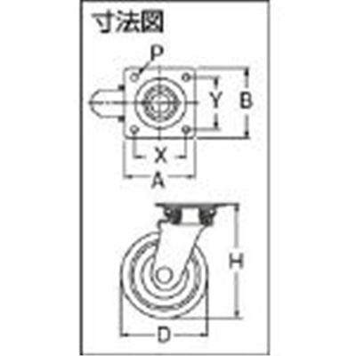 ■ＯＨ　プレスキャスター　自在　ウレタン車　７５ｍｍ　OHUJ75 OHUJ75