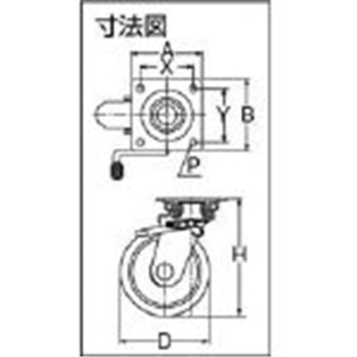 ■ＯＨ　プレスキャスター　自在ブレーキ付　ウレタン車　７５ｍｍ　OHUJB75 OHUJB75