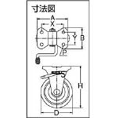 ■ＯＨ　プレスキャスター　固定ブレーキ付　ウレタン車　２００ｍｍ　OHUKB200 OHUKB200