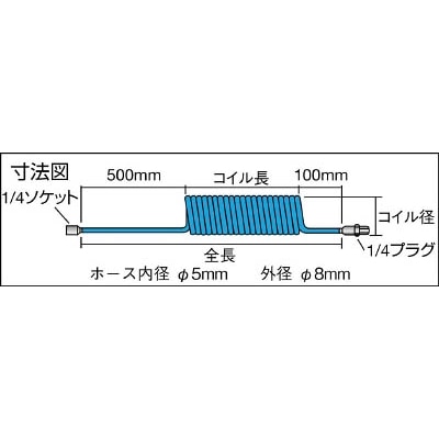 ■トラスコ中山(TRUSCO)　αウレタンコイルホースブルー　カップリング付　２ｍ　TUCH-3B TUCH-3B