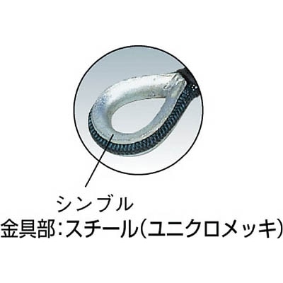 ■トラスコ中山(TRUSCO)　セフティパワーロープ　両端シンブル入　６ｍｍＸ４ｍ　SP-64C SP-64C
