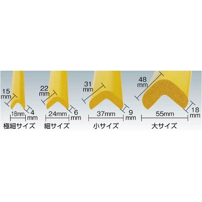 ■トラスコ中山(TRUSCO)　安心クッション　Ｌ字型　極細　１本入り　イエロー　TAC-58 TAC-58