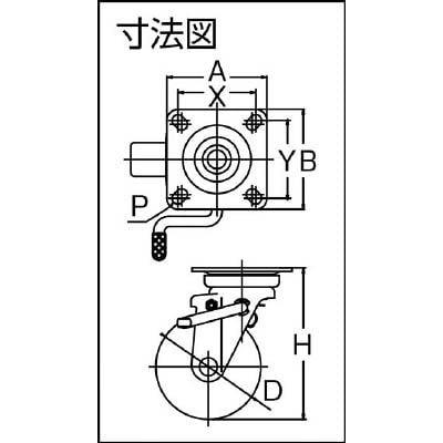 ■トラスコ中山(TRUSCO)　プレス製ナイロンホイールゴムキャスター　自在ストッパー付Φ１００  TYNRJB-100A TYNRJB-100A