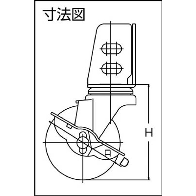 ■トラスコ中山(TRUSCO)　アングル式ゴムキャスター　自在Ｓ付き　Φ７５  TYSA-75RS TYSA-75RS