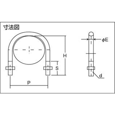 ■トラスコ中山(TRUSCO)　ＰＣ管用Ｕボルト　ＳＵＳ３０４　呼び径１５Ａ　ねじ径Ｗ３／８  TPCU-BT15A-S  (15A) TPCU-BT15A-S (15A)