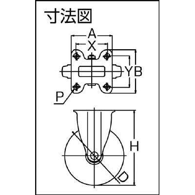 ■トラスコ中山(TRUSCO)　ＴＹＳシリーズ　固定　ゴム車１５０ｍｍ　TYSK-150 TYSK-150