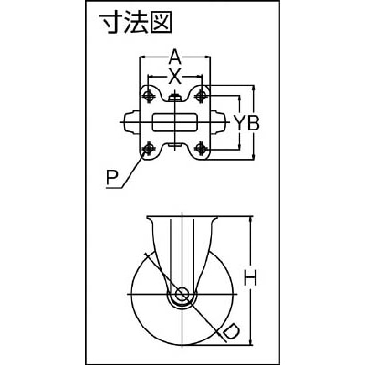 ■トラスコ中山(TRUSCO)　ＴＹＳシリーズ　固定　ウレタン車１２５ｍｍ　TYSUK-125 TYSUK-125