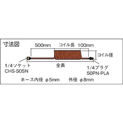 ■トラスコ中山(TRUSCO)　ウレタンコイルホース樹脂カップリング付　５．６ｍ　TUHJ-7 TUHJ-7