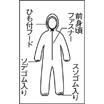 ■トラスコ中山(TRUSCO)　不織布使い捨て保護服　Ｍサイズ　TPC-M TPC-M