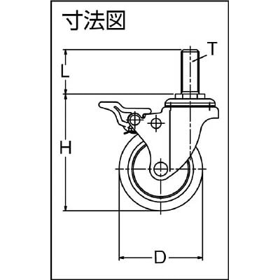 ■トラスコ中山(TRUSCO)　ねじ込み式静音エラストマーキャスター　自在　２段階ＳＴ付　１００　TYST100SEL2S TYST100SEL2S