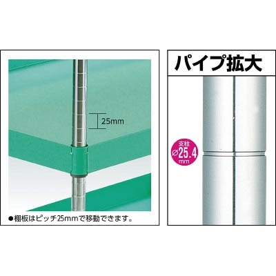 ■トラスコ中山(TRUSCO)　フェニックスワゴン　６００Ｘ４００　２段　Φ７５ゴム車輪　ＹＧ色　PEW-662-G75-YG PEW-662-G75-YG