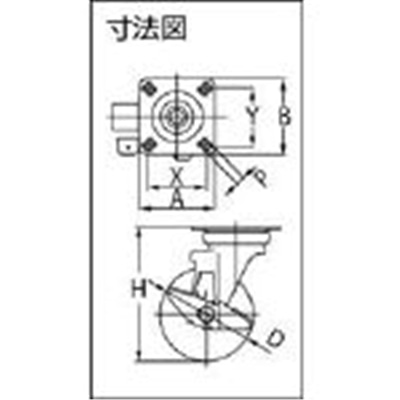 ■トラスコ中山(TRUSCO)　ナイロンホイールウレタンキャスター　ステン金具自在Ｓ付Φ２００  TYSGUJ-200S TYSGUJ-200S