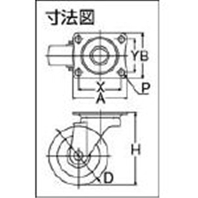 ■トラスコ中山(TRUSCO)　棚部材　ハードゴムキャスターΦ７５自在　TYSG75RH TYSG75RH