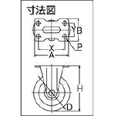 ■トラスコ中山(TRUSCO)　棚部材　ハードゴムキャスター固定Φ７５　TYSR75RH TYSR75RH