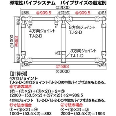 ■トラスコ中山(TRUSCO)　導電性パイプシステム３方向ジョイント  TJ-1-D TJ-1-D