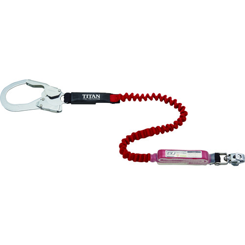 タイタン　ＥＸＪ伸縮ストラップ式　タイプ１ランヤード　レッド　シングル　（墜落制止用器具） HLER