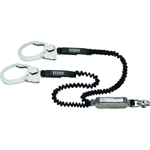 タイタン　ＥＸＪ伸縮ストラップ式　タイプ１ランヤード　ブラック／ブラック　ダブル　（墜落制止用器具） HLEBW