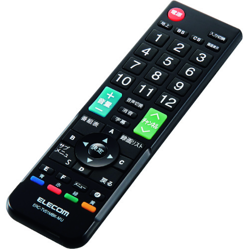 エレコム　１２メーカー対応マルチテレビリモコン（Ｍサイズ） ERCTV01MBKMU