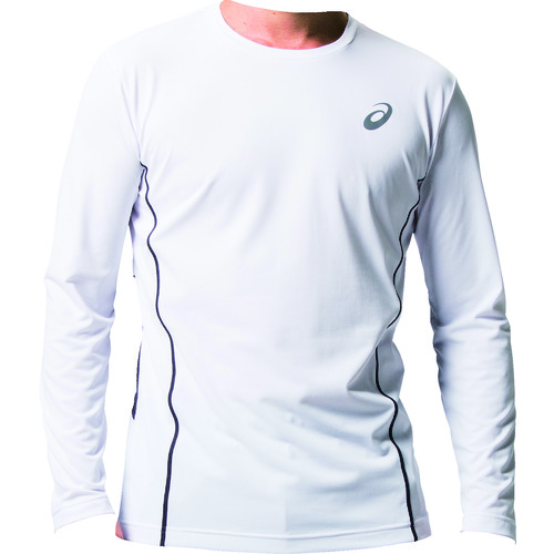 ■アシックス　ウィンジョブロングスリーブクールトップ　ブリリアントホワイト×ダークグレー　２ＸＬ 2271A008.1002XL