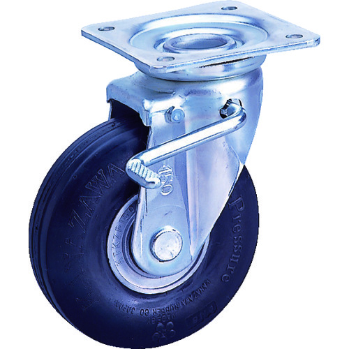■カナツー　ゼロプレッシャータイヤ　自在金具Ｓ付　許容荷重８５ｋｇｆ　車輪径Ｄ１５６ｍｍ ZPOS6X2.00HSBK