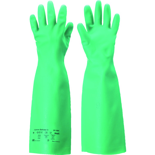 ■アンセル　耐溶剤作業手袋　アルファテック　ソルベックス厚手ロング　３７－１８５　Ｓサイズ 371857