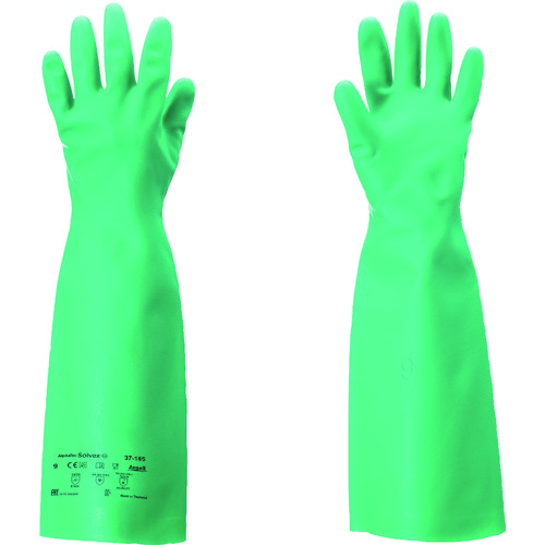 ■アンセル　耐溶剤作業手袋　アルファテック　ソルベックス厚手ロング　３７－１８５　ＸＬサイズ 3718510