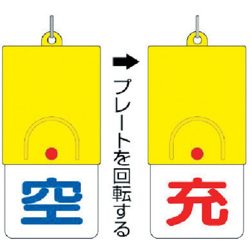 ■ユニット　ボンベ用回転式両面表示板　空／充・１０１Ｘ４８　827-38 827-38