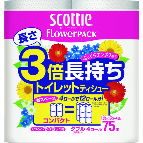 クレシア　スコッティフラワーパック３倍長持ち４ロールダブル 2273322734