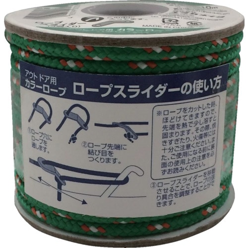 ■ユタカメイク　アウトドア用カラーロープ　グリーン　４．５ｍｍ×１０ｍ ROC23