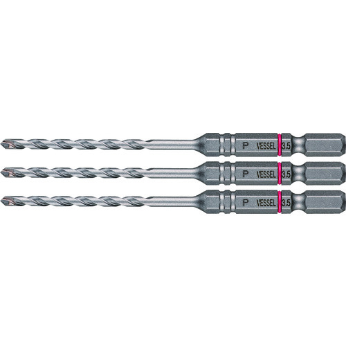 ベッセル　磁器タイル用ドリル　ＡＰＤ　３本組　ドリル径：３．５ｍｍ　有効長：４５ｍｍ APD3S3.5