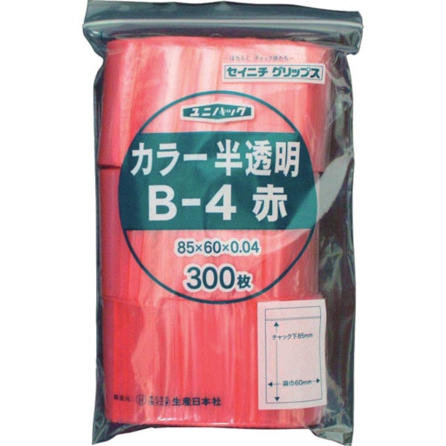 ■セイニチ　「ユニパック」　Ｂ‐４　赤　８５×６０×０．０４　３００枚入　B-4-CR