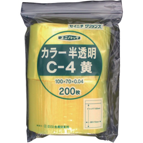 ■セイニチ　「ユニパック」　Ｃ‐４　黄　１００×７０×０．０４　２００枚入　C-4-CY