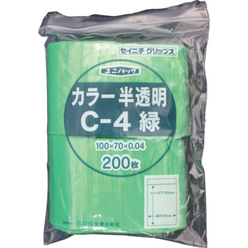 ■セイニチ　「ユニパック」　Ｃ－４　緑　１００×７０×０．０４　２００枚入　C-4-CG C-4-CG