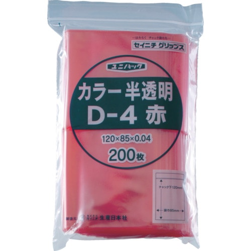 ■セイニチ　「ユニパック」　Ｄ－４　赤　１２０×８５×０．０４　２００枚入　D-4-CR D-4-CR