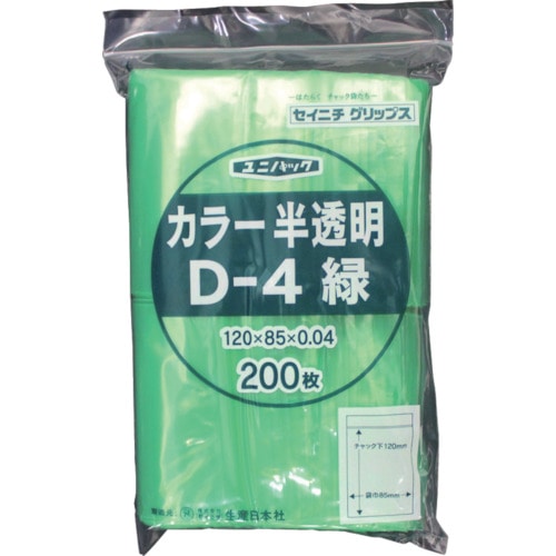 ■セイニチ　「ユニパック」　Ｄ－４　緑　１２０×８５×０．０４　２００枚入　D-4-CG D-4-CG