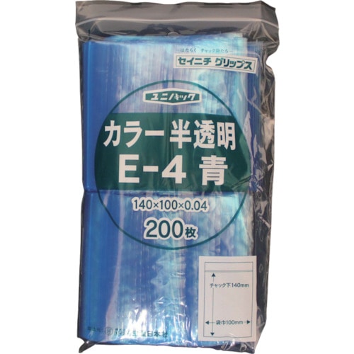 ■セイニチ　「ユニパック」　Ｅ‐４　青　１４０×１００×０．０４　２００枚入　E-4-CB