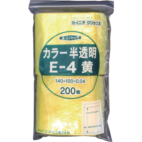 ■セイニチ　「ユニパック」　Ｅ－４　黄　１４０×１００×０．０４　２００枚入　E-4-CY E-4-CY