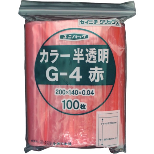 ■セイニチ　「ユニパック」　Ｇ－４　赤　２００×１４０×０．０４　１００枚入　G-4-CR G-4-CR