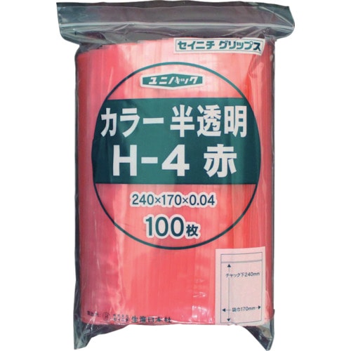■セイニチ　「ユニパック」　Ｈ‐４　赤　２４０×１７０×０．０４　１００枚入　H-4-CR
