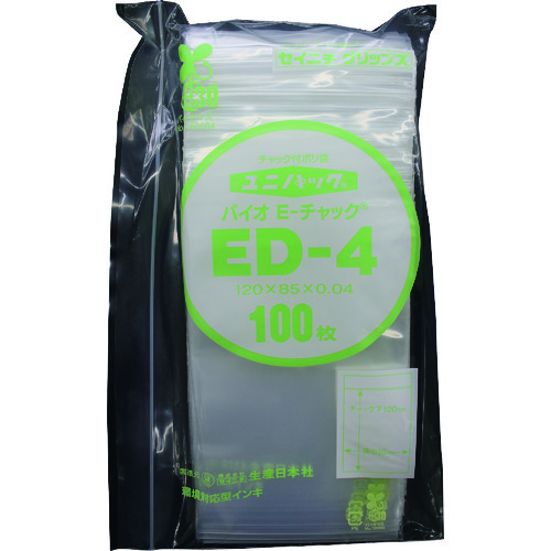 ■セイニチ　「ユニパック」バイオＥチャック規格品（チャック付ポリエチレン袋）　ＥＤ－４　１２０×８５×０．０４ ED4100