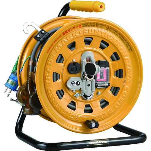 ハタヤ　逆配電型ブレーカーリール　単相１００Ｖアース付　２７＋６ｍ　GBM130K